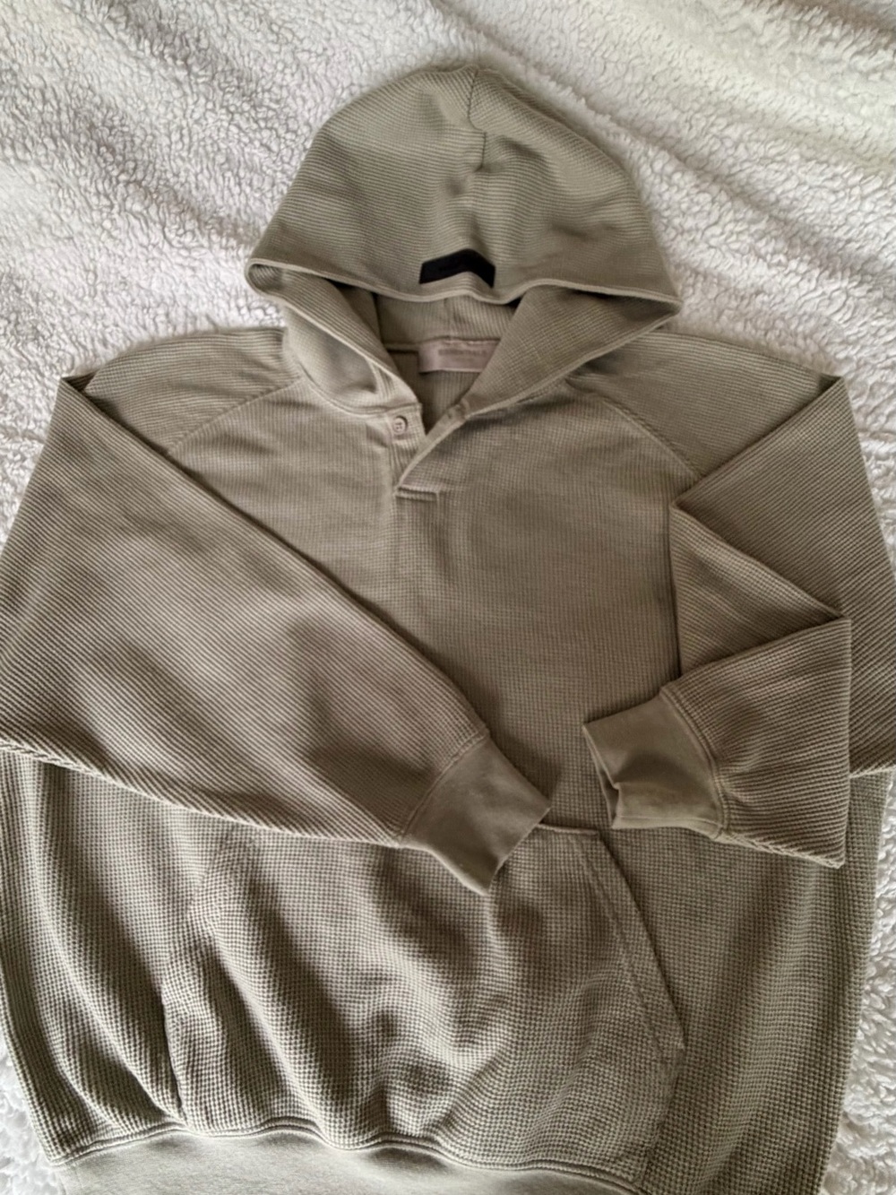 Essentials Men's Hooded Waffle-Knit Pullover - Taupe
